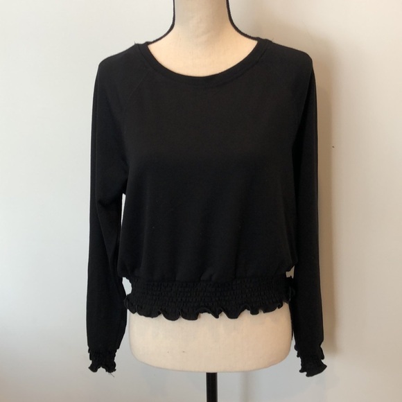 🎄Heart hips black long sleeve top with frills SZ L - Picture 8 of 8